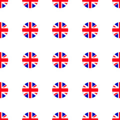 United Kingdom round flag seamless pattern. circle icons. Geometric symbols. Texture for travel, sports pages, competitions, game designs. patriotic wallpaper.