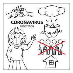 Coronovirus prevention coloring  for kid.