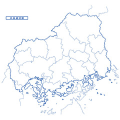 広島県地図 シンプル白地図 市区町村