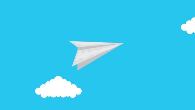 paper airplane flying toy animation