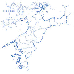 愛媛県地図 シンプル白地図 市区町村