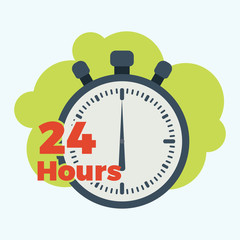 24 Hours icon vector illustration. Support service concept