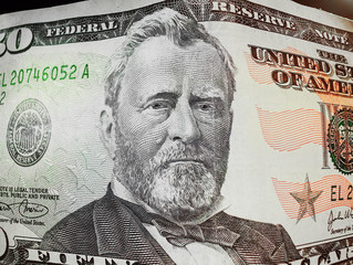  fifty dollar bill obverse. portrait of U.S. statesman inventor and diplomat Ulysses S. Grant