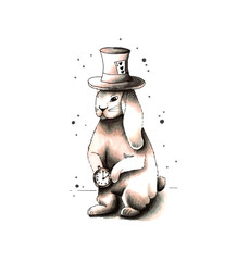 Beautiful ralik with a clock and a hat. Technique markers.