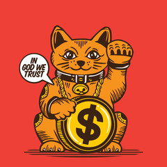 Fortune Lucky Cat US Dollar Coin Money Currency
