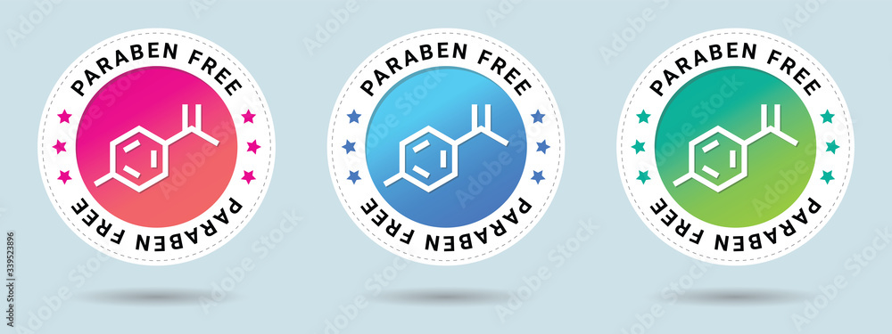 Aufkleber paraben free stamp vector illustration. vector certificate icon. set of 3 beautiful color gradients.