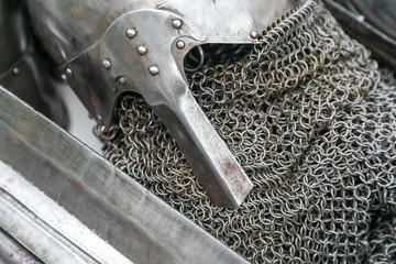 Background of medieval armour made from metal rings