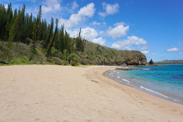 Beautiful sandy beach in New Caledonia, West coast of Grande-Terre island near Bourail, Oceania