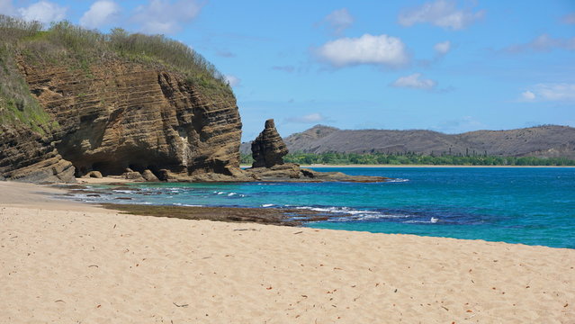 Beach and rock formation in New Caledonia, West coast of Grande-Terre island near Bourail, Oceania