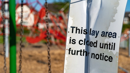 A closed children's playground closed during the COVID-19 pandemic