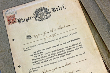 Bürgerbrief von Hannover aus dem Jahre 1893