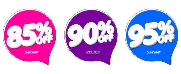 Set Sale tags, speech bubble discount banners design template, app icons, vector illustration