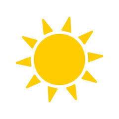 Sun icon, flat design template, vector illustration