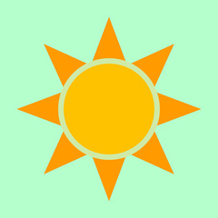 Sun icon, flat design template, vector illustration