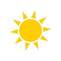 Sun icon, flat design template, vector illustration
