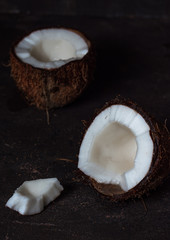 Dark style coconut broken vertical