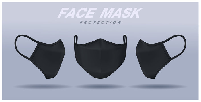 face mask design template, dust protection & breathing medical respiratory.