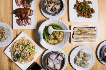 Table with traditional chinese food