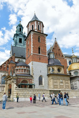 View of the facade of Wawel Cathedral - The Royal Archcathedral Basilica of Saints Stanislaus and Wenceslaus on the Wawel Hill