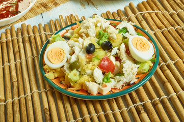 Portuguese salad with cod, potatoes.