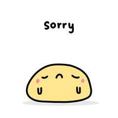 Sorry hand drawn vector illustration in cartoon comic style sad mochi dessert