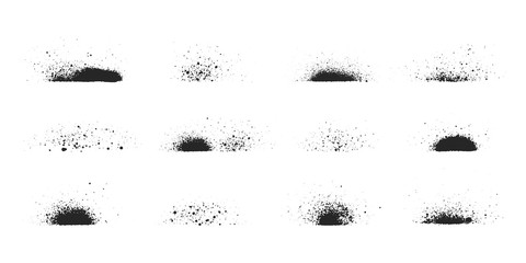 Set of hand drawn spray paint dividers for text. Airbrush border. Grunge background. Vector isolated stencil illustration. 