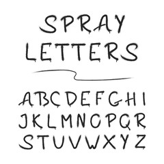 Airbrush letters for design. Grunge paint alphabet. Spray paint lettering. Vector isolated paintbrush stencil font.