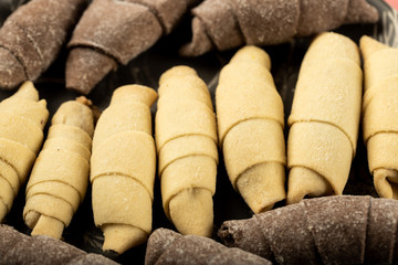 Traditional caucasian sweets mutaki with cocoa dough