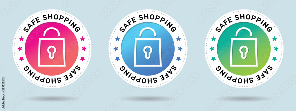 Aufkleber safe shopping stamp vector illustration. vector certificate icon. set of 3 beautiful color gradients