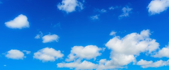 Naklejka na ściany i meble panorama blue sky and cloud on colorful day in summer, wide scene blue sky and cloud background, copy space.