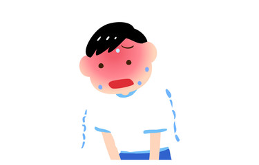 熱中症で震える男の子のイラスト