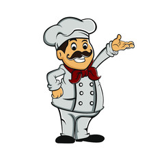 cartoon professional chef with a tray
