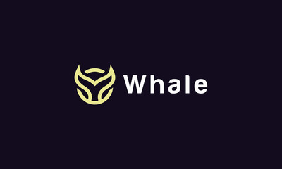 Whale logo design vector template with outline icon Concept style for emblem.