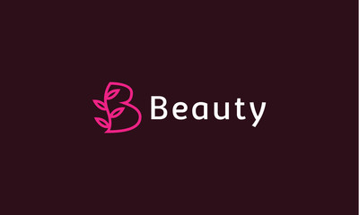 Fototapeta premium Letter B For Beauty logo design vector template with Natural outline icon Concept style for boutique.