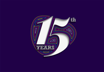 15th Years Anniversary Celebration Vector Design.