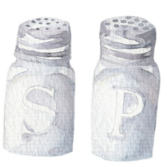 watercolor salt and pepper shakers
