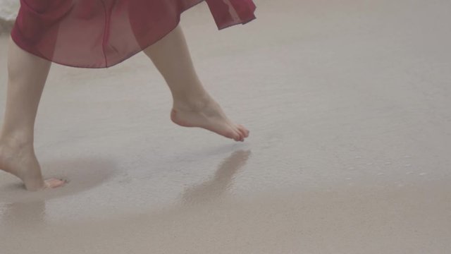 Walking in the beach girl blond