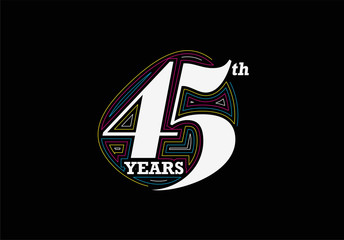 45th Years Anniversary Celebration Vector Design.