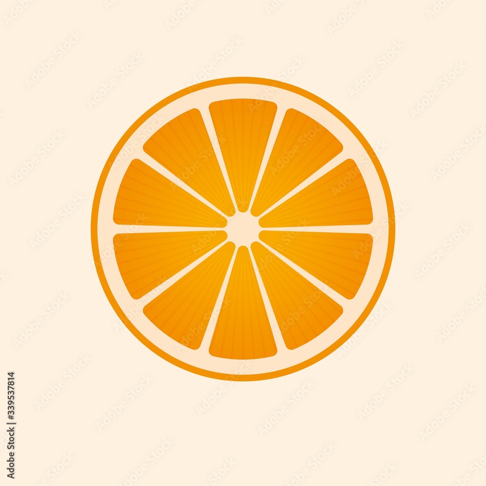 Wall mural vector orange slice isolated. citrus symbol.