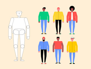 Dise&ntilde;o de personaje masculino plano aislados modernos