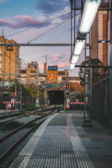 tren station in sunset with beautiful sky