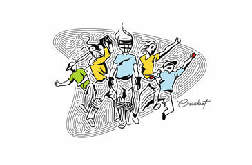 Cricket Fever freehand sketch graphic design, vector illustration