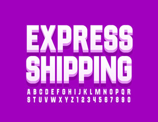 Vector modern logo Express Shipping with White Font. Trendy Alphabet Letters and Numbers
