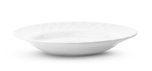empty ceramics plate on white background