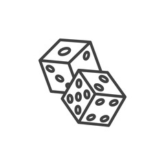 Casino dice game line icon. linear style sign for mobile concept and web design. Dice cube outline vector icon. Symbol, logo illustration. Vector graphics