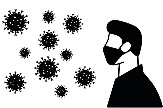 Man usa protective mask icon.Wearing protective medical mask for prevent virus covid19 and pm2.5,A man Wearing Protective Mask isolated vector illustration.