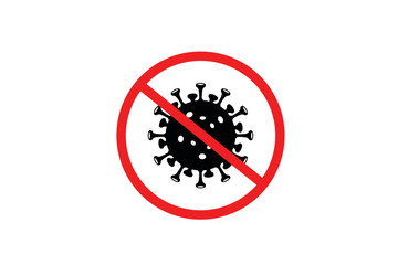 Sign caution coronavirus. Stop coronavirus. Coronavirus outbreak. Coronavirus danger and public health risk disease and flu outbreak. Pandemic medical concept with dangerous cells.Vector illustration