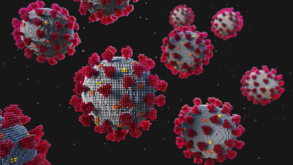 Group of COVID-19 Coronavirus Stylized 3D Rendering Illustration