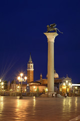 Fototapeta premium Column of Saint Mark at Piazza San Marco – Square of St. Mark in Venice. Italy