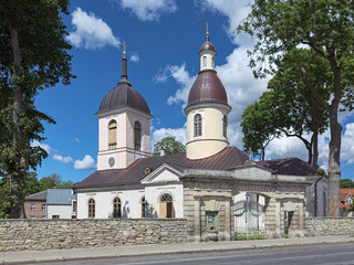 Fototapeta na wymiar Orthodox church of St. Nicholas in Kuressaare, Saaremaa island, Estonia. The church was built in 1790 by order of Catherine the Great.